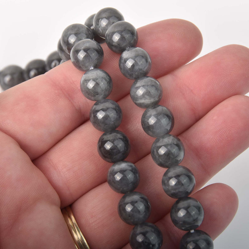 10mm Black Jade Round Beads, natural gemstone, strand, gem0871