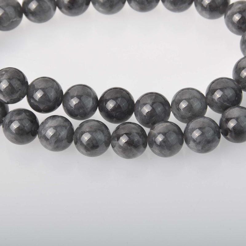 10mm Black Jade Round Beads, natural gemstone, strand, gem0871