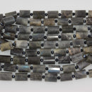 15mm LABRADORITE Beads, Faceted Tube Natural Gemstone, full strand, gem0876