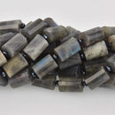 15mm LABRADORITE Beads, Faceted Tube Natural Gemstone, full strand, gem0876