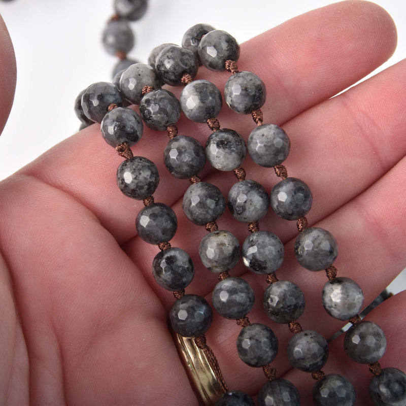 Knotted Labradorite Bead Strand, 8mm, 60" long, gem0867