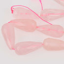 Rose Quartz Gemstone Beads, Teardrop 26mm, strand, gem0877