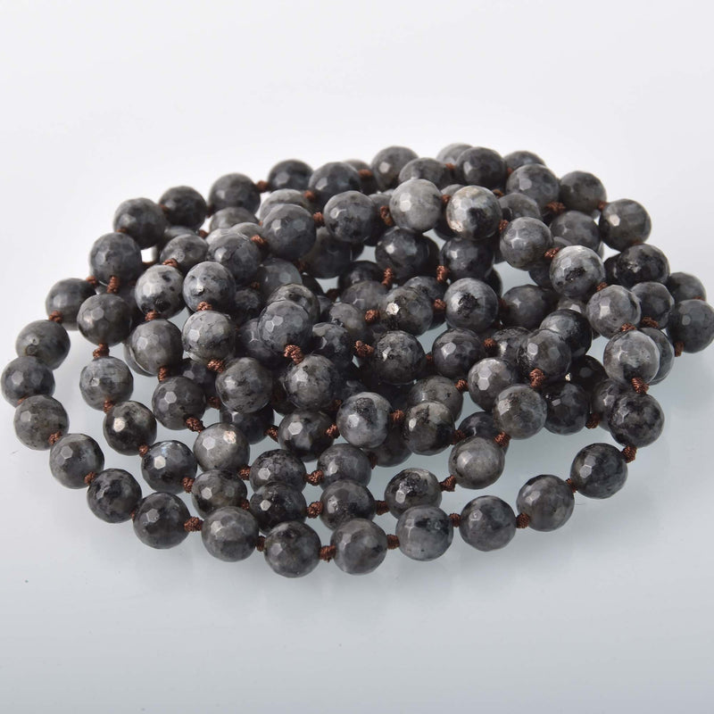 Knotted Labradorite Bead Strand, 8mm, 60" long, gem0867