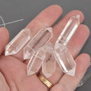 Natural Quartz Prism Gemstone Beads, double terminated, clear, x4 beads, gem0880