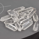 Natural Quartz Prism Gemstone Beads, double terminated, clear, x4 beads, gem0880