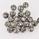 16mm Handmade Natural Abalone Shell Beads, Round Mosaic, x10 beads, gem0884