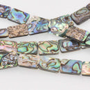18mm Abalone Shell Beads, Flat Smooth Rectangle, double sided, 16" strand, gem0886
