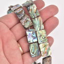 18mm Abalone Shell Beads, Flat Smooth Rectangle, double sided, 16" strand, gem0886