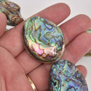 40-45mm AAA Large Natural Abalone Shell Beads Puffed Oval 15.5" Strand gem0887