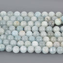 10mm Blue Aquamarine Gemstone Beads, Round Smooth, 16" strand, gem0890
