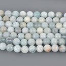 10mm Blue Aquamarine Gemstone Beads, Round Smooth, 16" strand, gem0890