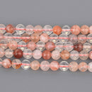 6mm Red Quartz Gemstone Beads, Round Smooth, 15.5" strand, gem0891