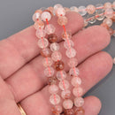 6mm Red Quartz Gemstone Beads, Round Smooth, 15.5" strand, gem0891