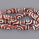 28mm Red AGATE DZI Beads, Barrel Tube Shape, natural gemstone, 14.5" strand, gem0900