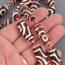 28mm Red AGATE DZI Beads, Barrel Tube Shape, natural gemstone, 14.5" strand, gem0900