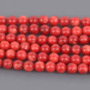 4mm Red Coral Beads, Round Smooth, 16.5" strand, gem0904