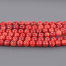 4mm Red Coral Beads, Round Smooth, 16.5" strand, gem0904