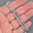 4mm Gray Quartz Gemstone Beads, Round Faceted, 15.5" strand, gem0905