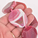 50mm HOT PINK AGATE Gemstone Beads, Flat Asymmetrical Slab Beads, gem0906
