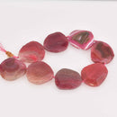 50mm HOT PINK AGATE Gemstone Beads, Flat Asymmetrical Slab Beads, gem0906