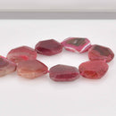 50mm HOT PINK AGATE Gemstone Beads, Flat Asymmetrical Slab Beads, gem0906