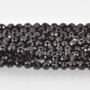 3mm Round BLACK TOURMALINE Gemstone Beads, Faceted, 15.5"strand, gem0909