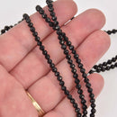 3mm Round BLACK TOURMALINE Gemstone Beads, Faceted, 15.5"strand, gem0909