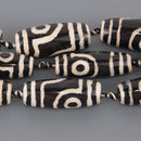 38mm Black AGATE DZI Beads, Barrel Oval Shape, natural gemstone, 14.5" strand gem0911