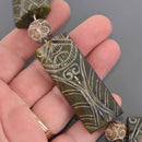 Large Carved Jade Beads, Rectangle Puffy Tube Gemstone, 15.5" strand, gem0912