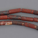 14mm Red Jasper Gemstone Tube Beads, 16" strand, gem0914