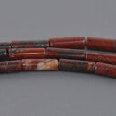 14mm Red Jasper Gemstone Tube Beads, 16" strand, gem0914