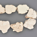 WHITE HOWLITE Slab Shape Gemstone Beads, magnesite, about 1-1/2" to 1-3/4", full strand, about 10-11 beads, gem0915