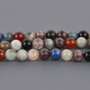 8mm Mixed Gemstone Round Beads, lapis carnelian quartz, 16.5" strand, gem0916