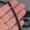 6.5mm Round BLACK TOURMALINE Gemstone Beads, Faceted, 15.5"strand, gem0919