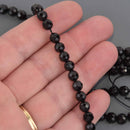 6.5mm Round BLACK TOURMALINE Gemstone Beads, Faceted, 15.5"strand, gem0919