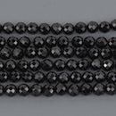 6.5mm Round BLACK TOURMALINE Gemstone Beads, Faceted, 15.5"strand, gem0919