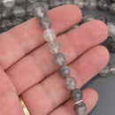 8mm Gray Quartz Gemstone Beads, Round Faceted, 15.5" strand, gem0921