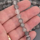 8mm Gray Quartz Gemstone Beads, Round Faceted, 15.5" strand, gem0921