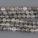 8mm Gray Quartz Gemstone Beads, Round Faceted, 15.5" strand, gem0921