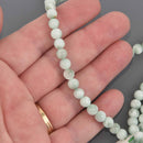 6mm Green Angelite Gemstone Beads, Smooth Round, Pastel Green, 15.5" strand, gem0923