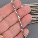 3mm Gunmetal HEMATITE Beads, Titanium coated faceted gemstone, 16" strand, gem0925