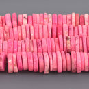 14-15mm Hot Pink Magnesite Beads, Heishi Rondelle Gemstone, 8.25" strand, gem0930
