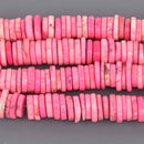 14-15mm Hot Pink Magnesite Beads, Heishi Rondelle Gemstone, 8.25" strand, gem0930