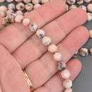 8mm Rhodonite Gemstone Beads, Pink Star Cut Round, 7.5" strand, gem0934