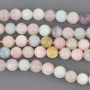 8mm Mixed Round Gemstone Beads, aquamarine, morganite, amethyst, 8" strand, gem0936