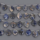 25mm Blue Sodalite Beads, Spindle Gemstone, 8" strand, gem0939