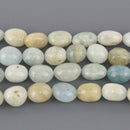 8mm-12mm AQUAMARINE Pebble Gemstone Beads, 7.5" strand, gem0949