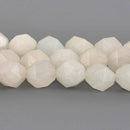 10mm White Morganite Gemstone Beads, Star Cut Round, 7.5" strand, gem0950