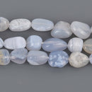 12-16mm Blue Lace Agate Nugget Gemstone Beads, Light Blue Chalcedony, 7.5" strand, gem0953
