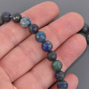 8mm Chrysocolla Round Gemstone Beads, faceted green and blue, 7.75" strand, gem0955